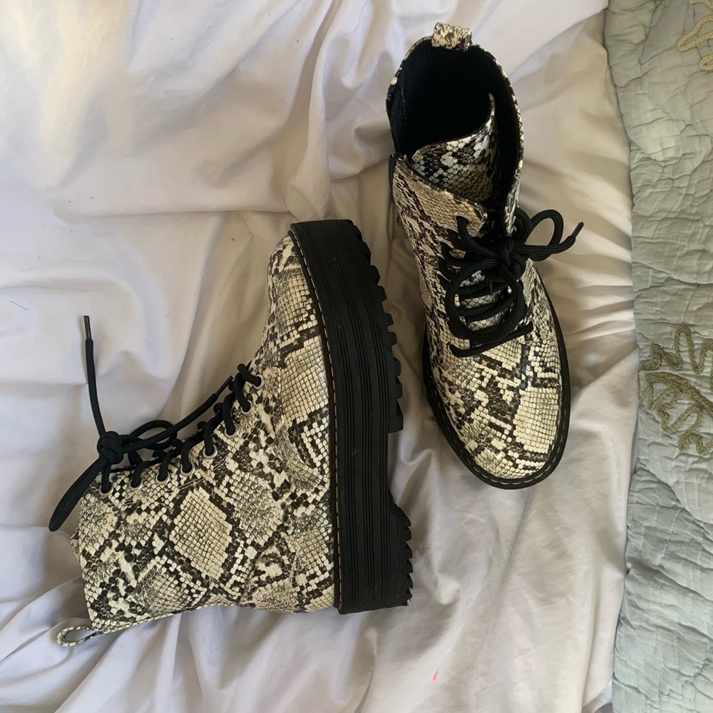 H&M platform faux snakeskin boots